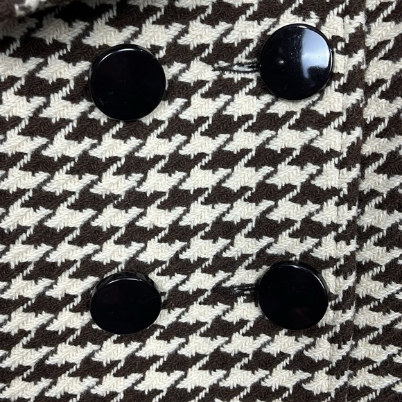 Soia & Kyo Womens Trench Coat Jacket PS Brown & Cream Houndstooth Dbl Breasted - Picture 8 of 16